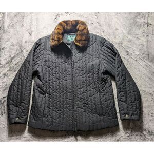 Lauren Ralph Lauren Full Zip Quilted Jacket Women's Size Large Black